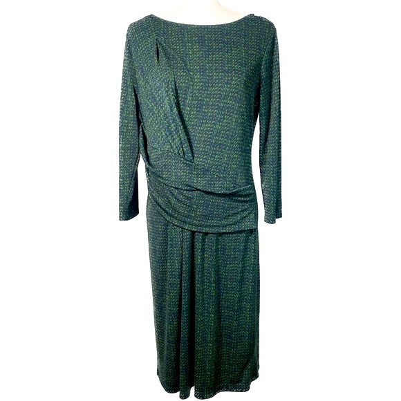 Talbots Dresses Talbots Green Faux Wrap Dress Womens Size Large